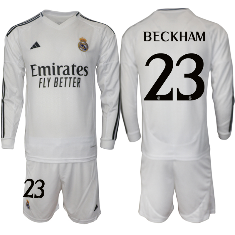 Men 2024-2025 Club Real Madrid home Long Sleeves White #23 Soccer Jersey